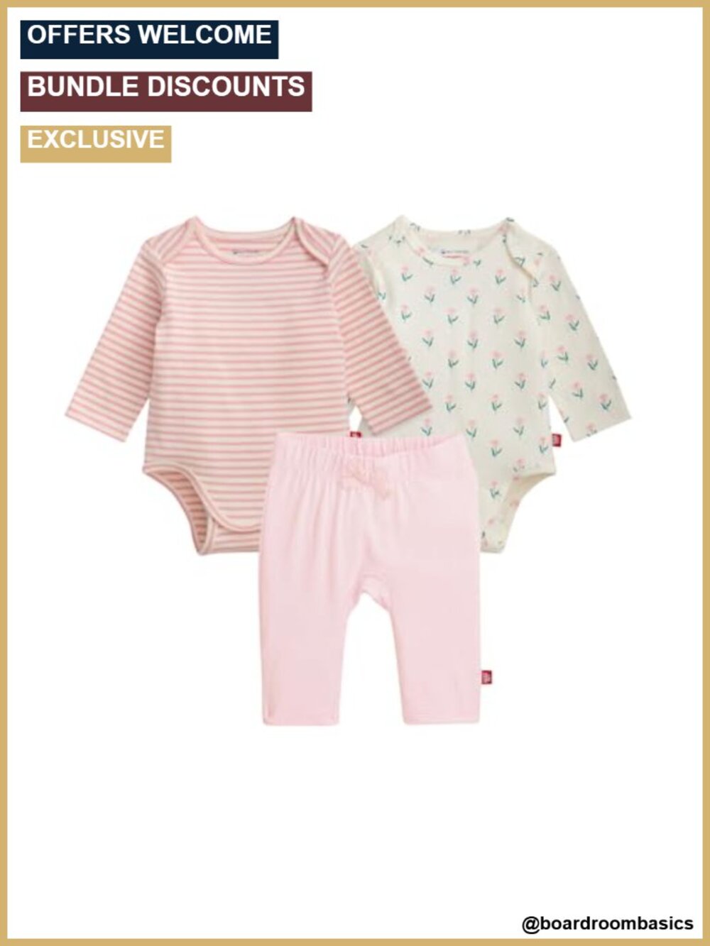 Magnetic Closure Bodysuit & Pants Set Cloudstretch Cotton Modal Baby Outfit